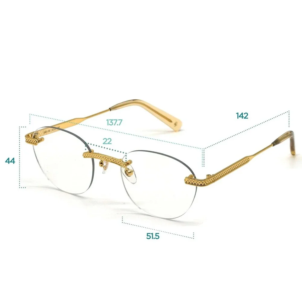 Mens‎ Rimless Round Sunglasses Gold Engraved Metal Purple Pink Gradient Lenses